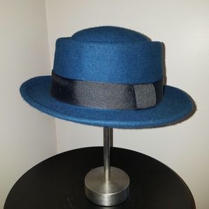 Beautiful Teal Blue 100% Wool Fedora Hat